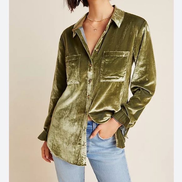 Anthropologie Tops - Anthropologie Maeve Olive Green Jacket